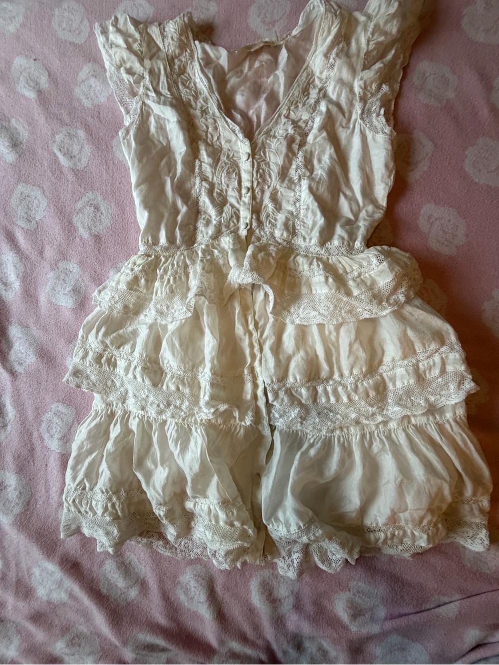 LoveShackFancy Ivory Lace Tiered dress